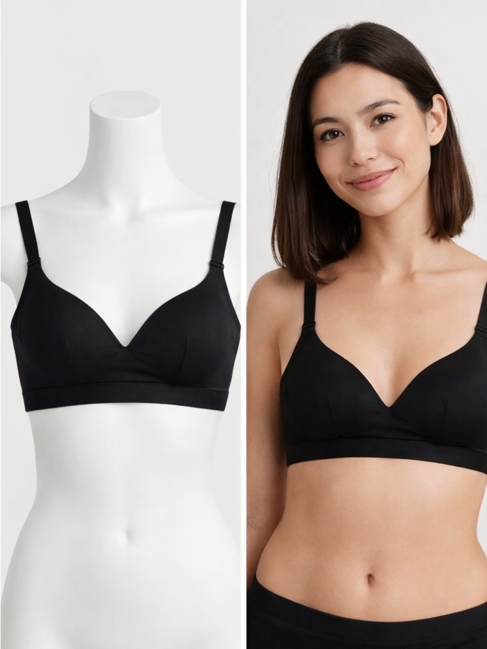 The Little Bra Company Black Wireless Bra | Smooth Cups | Adjustable Straps